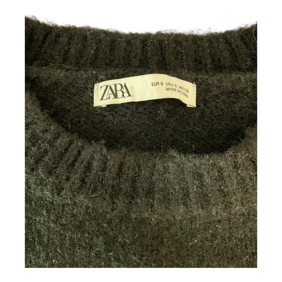Zara Women’s Oversized Knit Sweater Size Small Black Boho Cozy Casual Chic - Picture 6 of 10